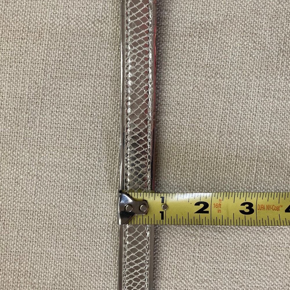 Via Spiga Belt - Metallic Silver Faux Snake Skin Skinny Thin - Picture 3 of 9